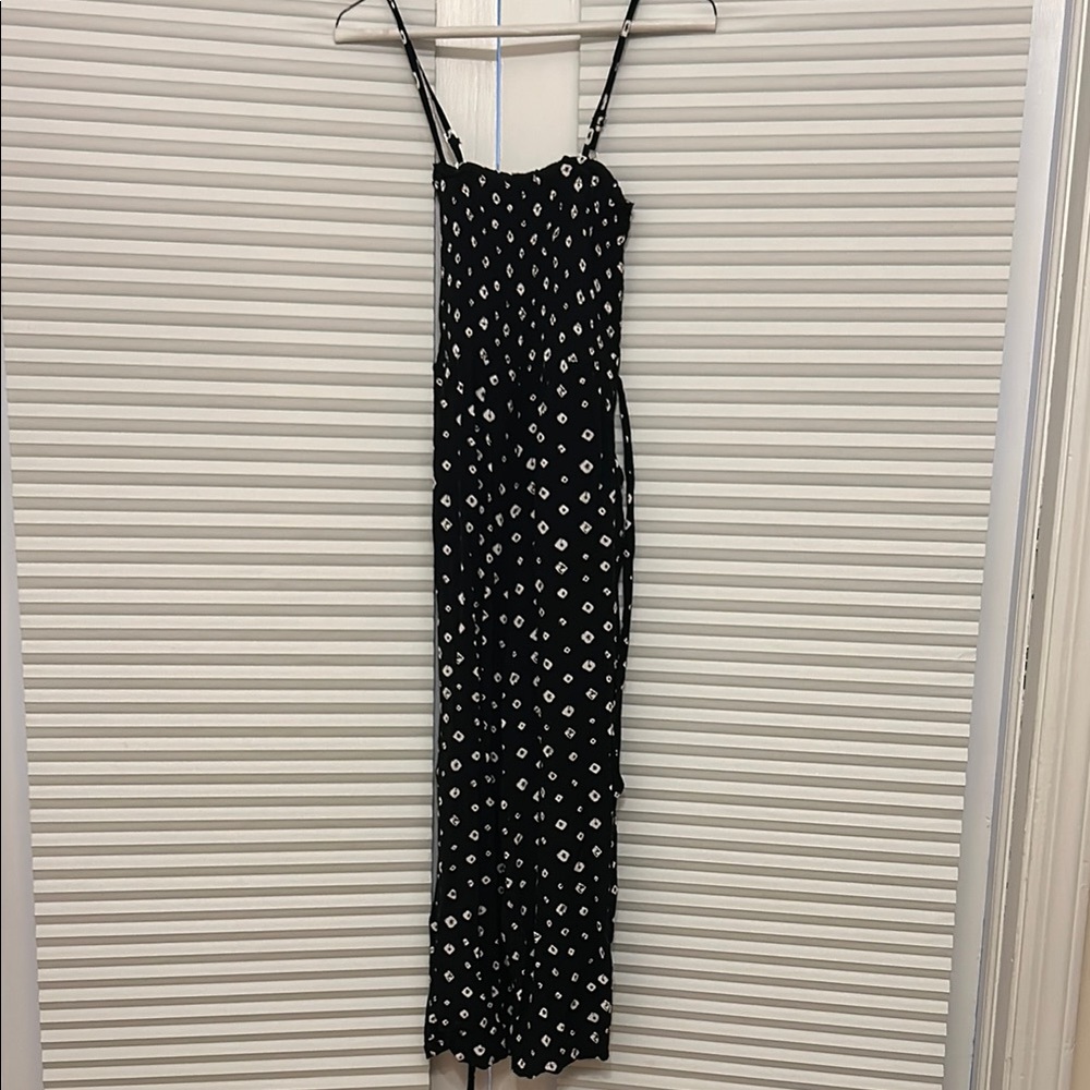LOFT Black and White Patterned Jumpsuit